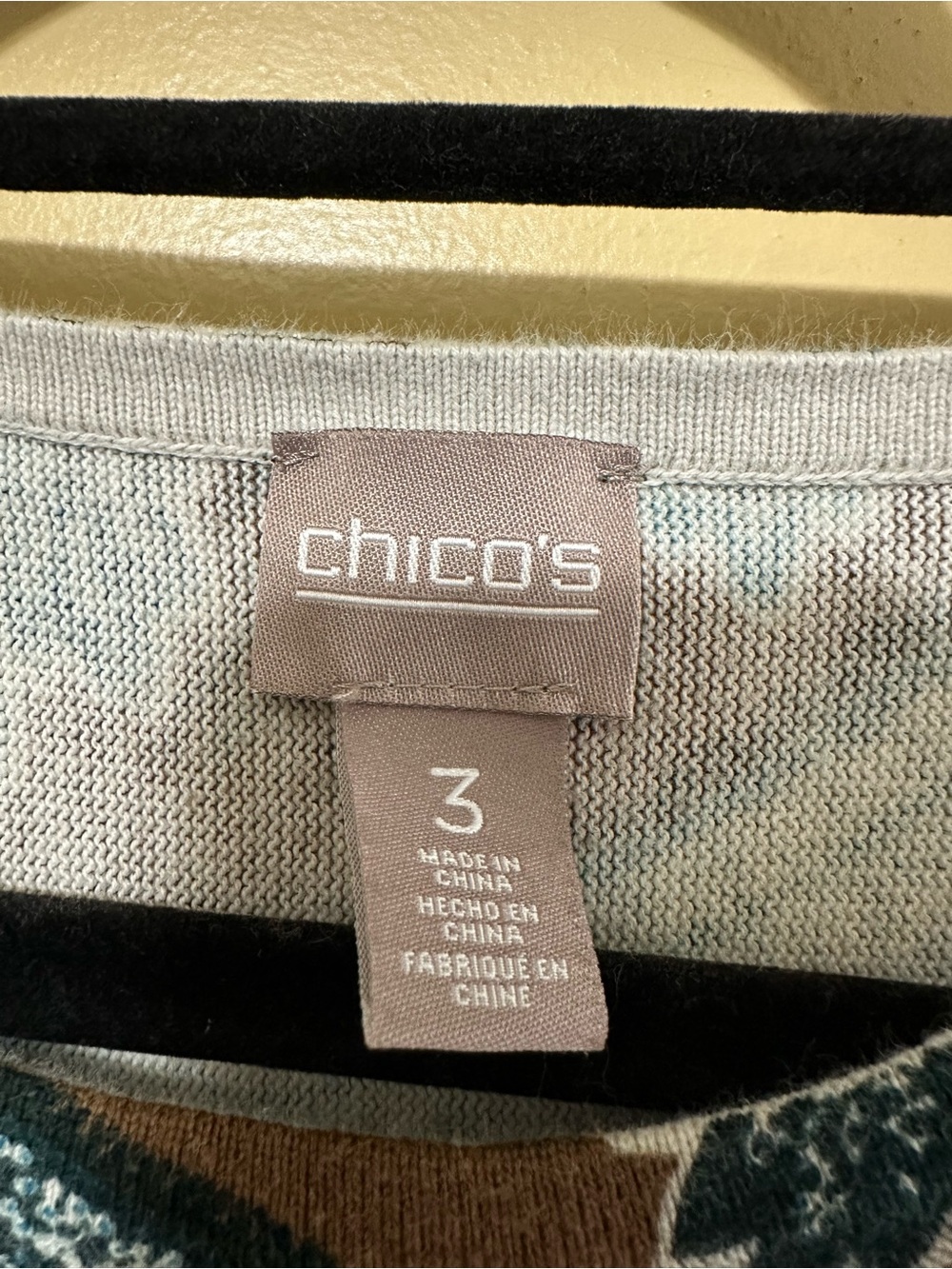 Chico’s Round Neck Paisley Print Pullover Sweater Women 3/XL Blue - Picture 3 of 6